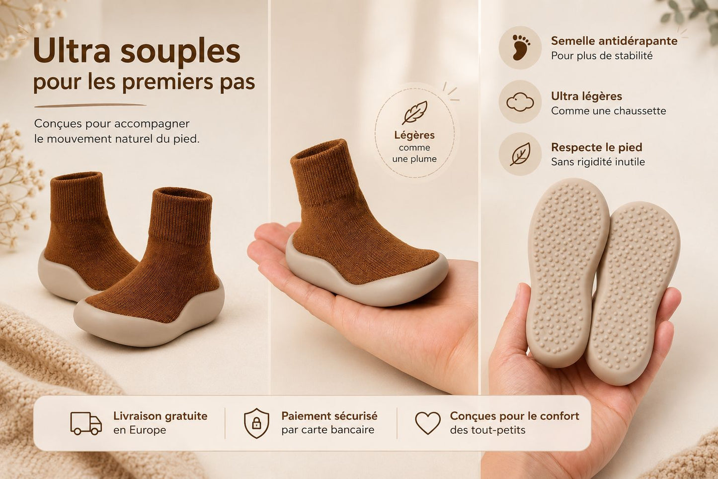 KoalaStep - Chaussure Bébé Premiers Pas Souples & Antidérapantes